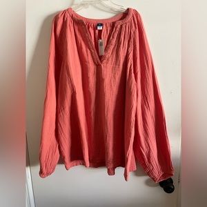 Old Navy Split-Neck Blouse Tunic Top L Tall NWT